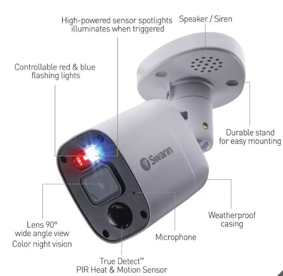 Swann 8 Channel 2TB DVR Recorder with 4 x 4k Full HD Enforcer™ Bullet Camera & 2 x 4k Full HD Enforcer™ Dome Cameras, SWDVK-446802MQB2D-EU